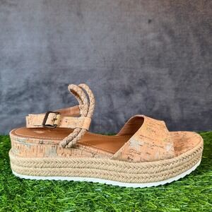 Trask Christine Cork Wedge Platform Espadrille Sandals Ankle Strap Womens 8.5‎ M